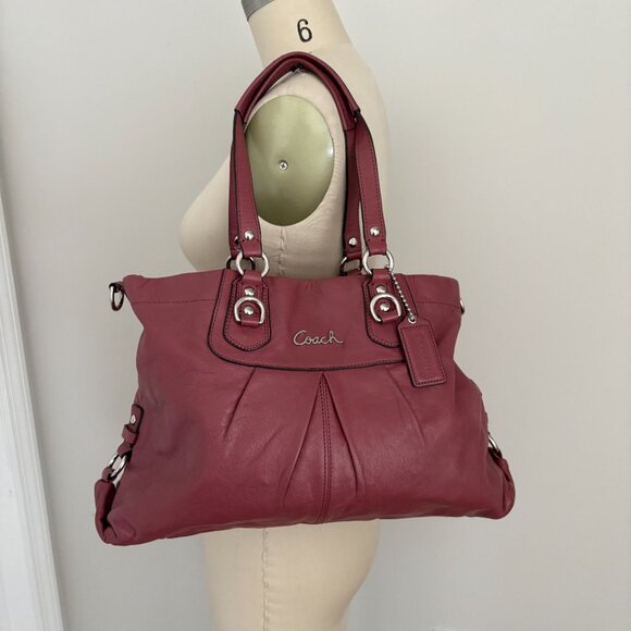 Coach Handbags - Coach Ashley Pleated Convertible Leather Satchel Mauve with Wallet